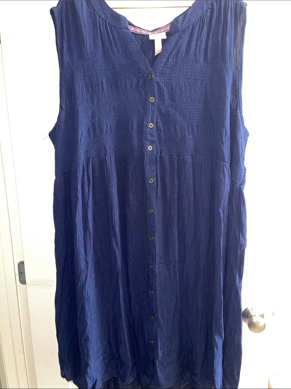 Blue Button-Front Maxi Dress